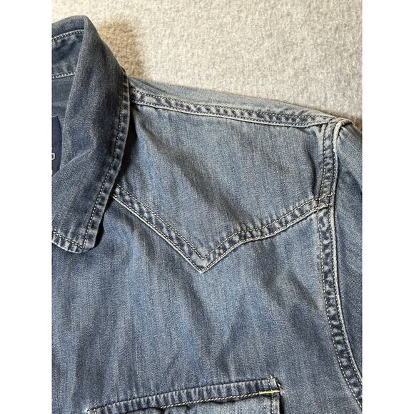 American Eagle Outfitters Jean Jacket Mens Medium Pearl Snap Vintage Fit Denim - Picture 8 of 10